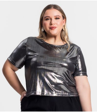 Blusa Feminina Plus Size Secret Glam Cinza