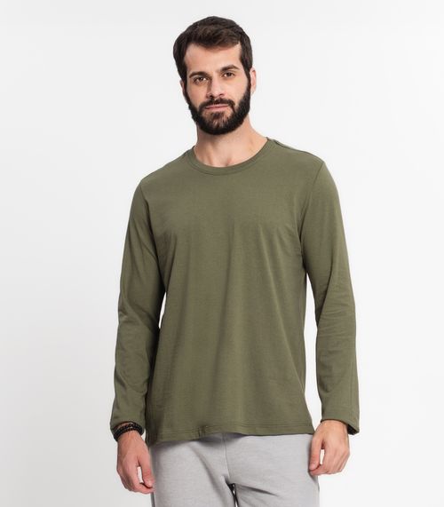 Camiseta Manga Longa Masculina  Meia Malha Kohmar Verde