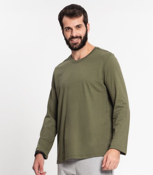 Camiseta Manga Longa Masculina  Meia Malha Kohmar Verde