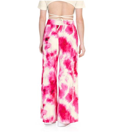 Calça Juvenil Pantalona Em Ribana Canelada Minty Rosa