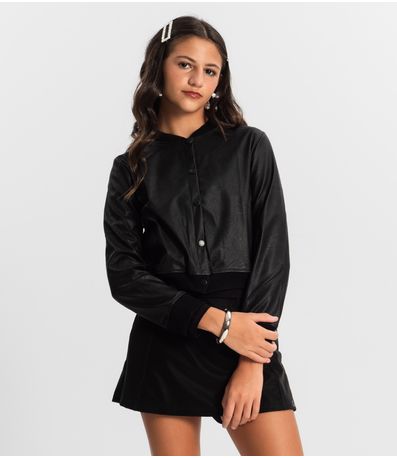 Casaco Juvenil Feminino Material Sintético Minty Preto