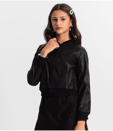 Casaco Juvenil Feminino Material Sintético Minty Preto