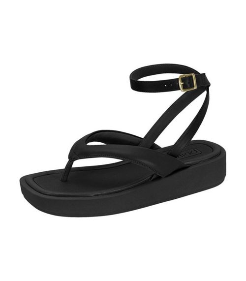 Sandalia Flatform Com Amarração Beira Rio Preto