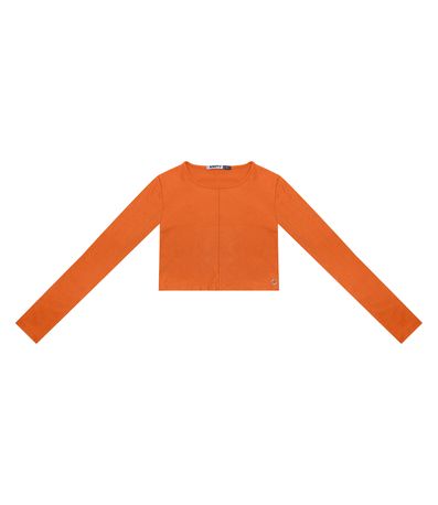 Blusa Cropped Juvenil Manga Longa Minty Laranja