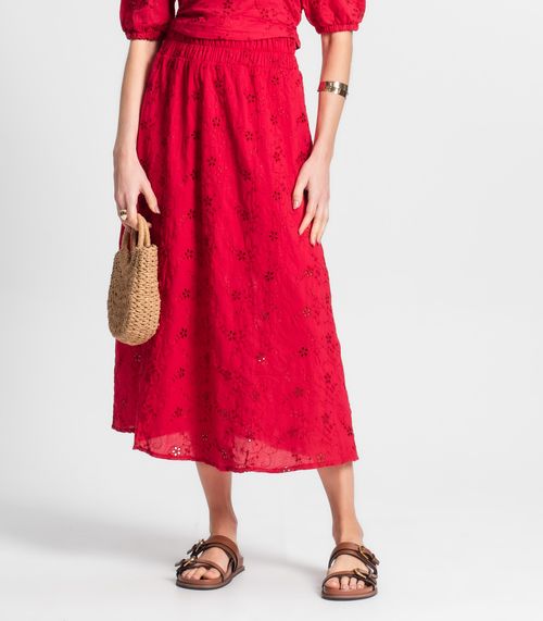 Saia Midi Feminina Em Laise Endless Vermelho