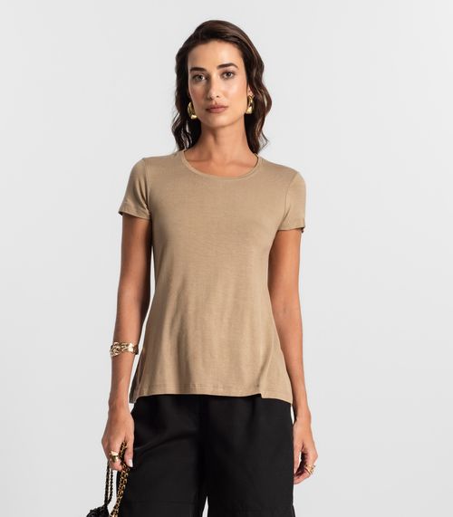 Blusa Feminina manga Curta KO Marrom