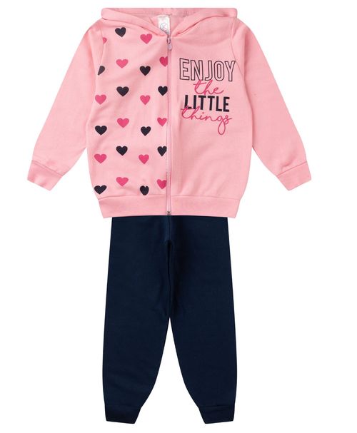 Conjunto De Moletom Infantil Com Capuz Kappes Rosa