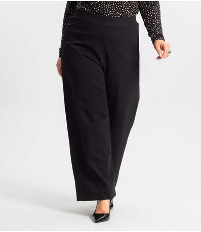 Calça Plus Size Feminina Pantalona Secret Glam Preto