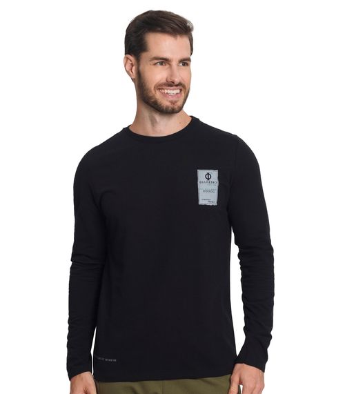 Camiseta Manga Longa Meia Malha Strong Diametro Preto
