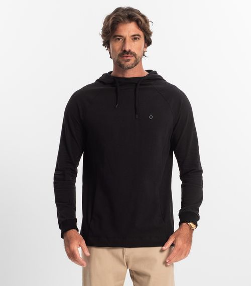 Camiseta Masculina Manga Longa com Capuz Diametro Preto