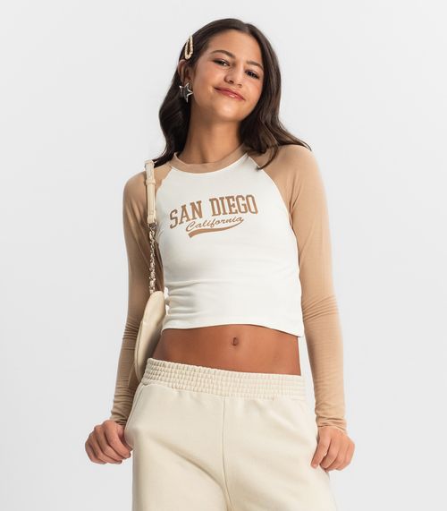 Blusa Juvenil Manga Longa San Diego Minty Marrom