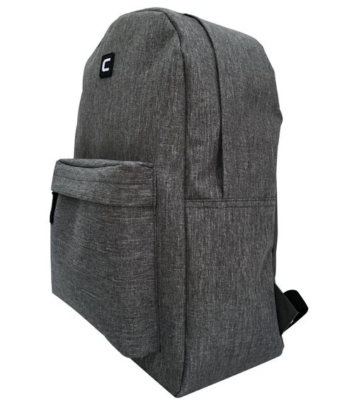Mochila Lisa Com Bolso Frontal Yins Cinza