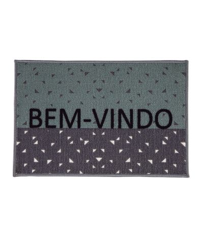 Capacho Bem-Vindo Estampado Corttex Cinza