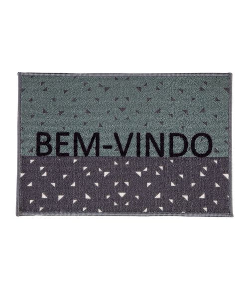 Capacho Bem-Vindo Estampado Corttex Cinza
