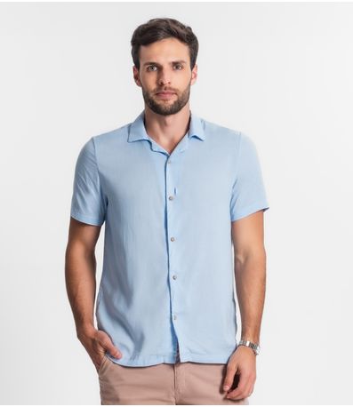 Camisa Em Viscolinho Masculina Diametro Azul