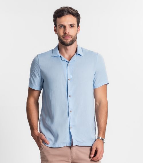 Camisa Em Viscolinho Masculina Diametro Azul