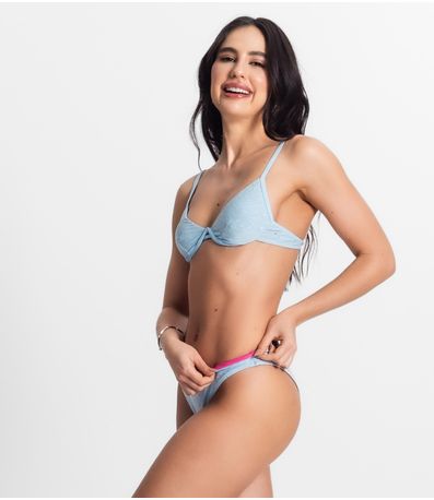 Conjunto Biquíni Lezie Com Aro e Bojo Bela Gaia Azul
