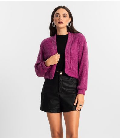 Cardigan Feminino Tricô Felpudo Endless Roxo