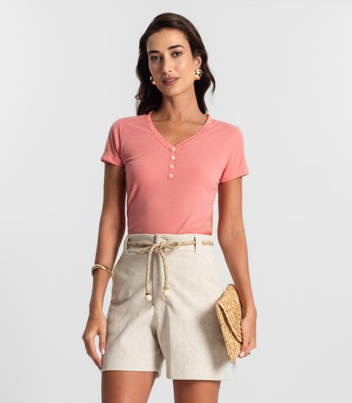 Blusa Feminina Ribana de Linho KO Laranja