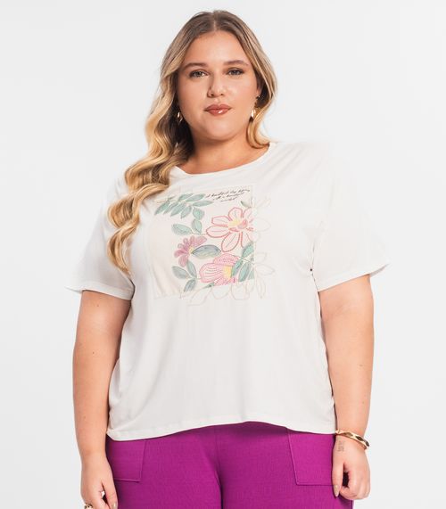 Blusa Feminina Plus Estampada Secret Glam Bege