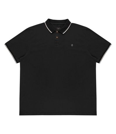 Camisa Polo Masculina Plus Size Diametro Preto