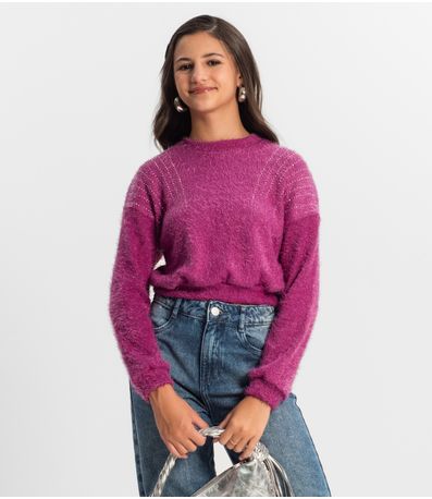 Blusão Juvenil Feminino Em Tricot Minty Roxo