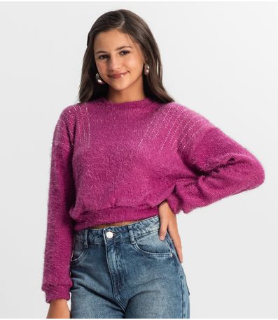 Blusão Juvenil Feminino Em Tricot Minty Roxo