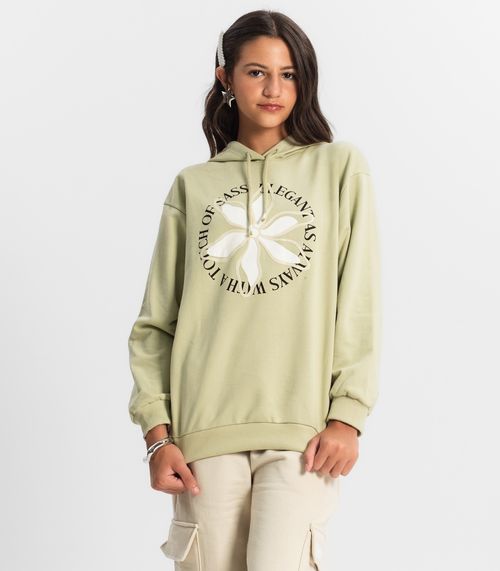 Blusão Juvenil Feminino Com Capuz Minty Verde