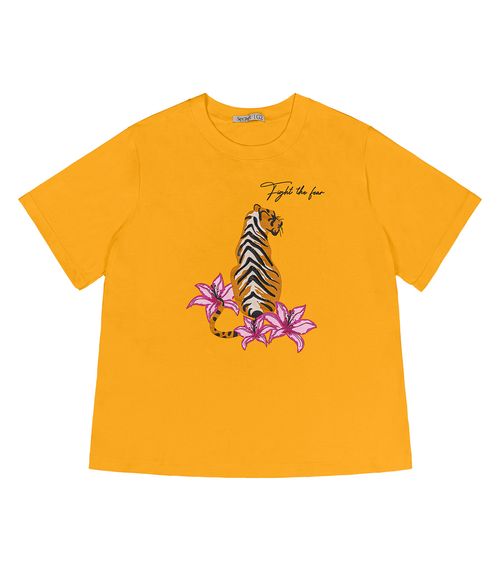Camiseta Feminina Plus Size Secret Glam Amarelo