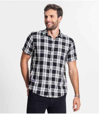 Camisa Masculina Xadrez Diametro Preto