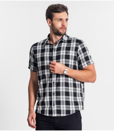 Camisa Masculina Xadrez Diametro Preto