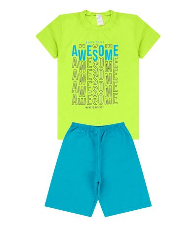 Conjunto Menino Meia Malha Estampado Kappes Verde