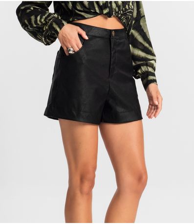 Shorts Feminino Courino Sintético Endless Preto