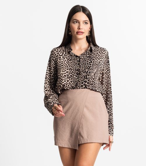 Camisa Feminina Manga Longa Select Marrom