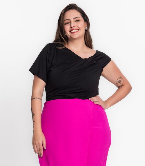 Blusa Feminina Plus Size Em Malha Soft Secret Glam Preto