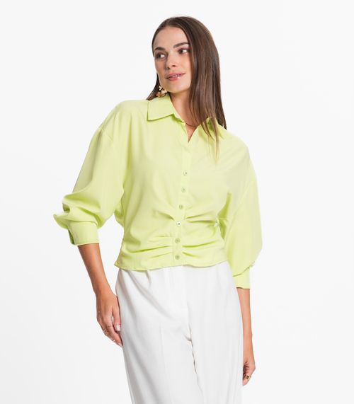 Camisete Feminino Com Drapeado E Botões Loverly Verde