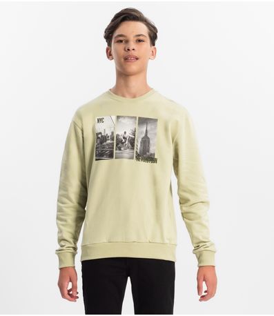 Blusão Juvenil Masculino Em Moletom Minty Verde