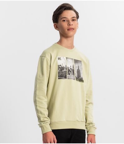 Blusão Juvenil Masculino Em Moletom Minty Verde