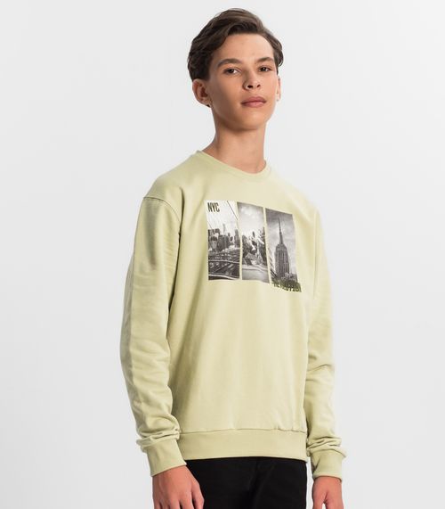 Blusão Juvenil Masculino Em Moletom Minty Verde