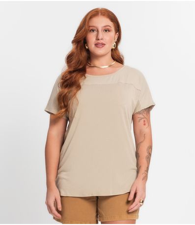 Blusa Feminina Plus Size Secret Glam Bege