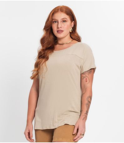 Blusa Feminina Plus Size Secret Glam Bege