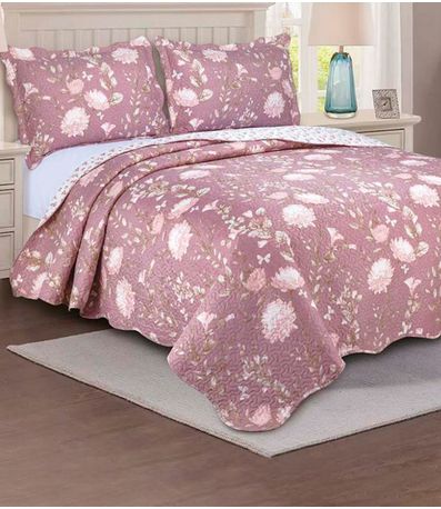 Jogo De Colcha Evolution Patchwork Queen Camesa Rosa
