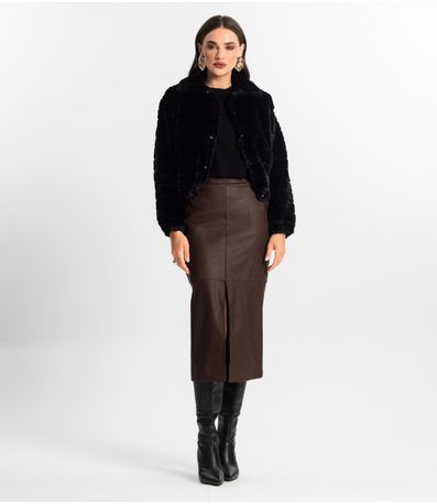 Saia Sintética Feminina Midi Endless Marrom