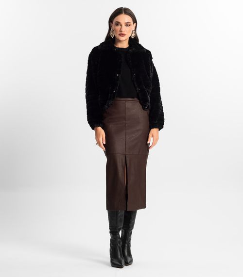 Saia Sintética Feminina Midi Endless Marrom