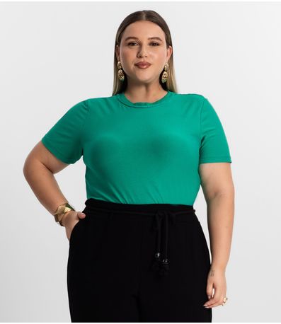 Blusa Plus Size Feminina Manga Curta Secret Glam Verde