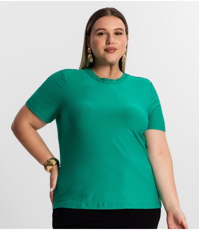 Blusa Plus Size Feminina Manga Curta Secret Glam Verde