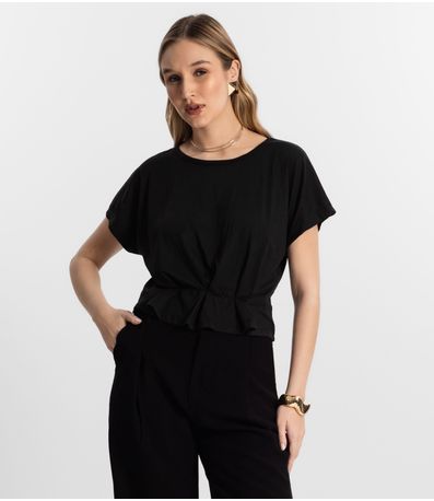 Blusa Feminina Com Pregas Endless Preto