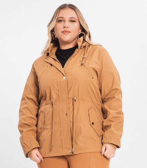 Parka Feminina Plus Size Peluciada Sea Surf Marrom