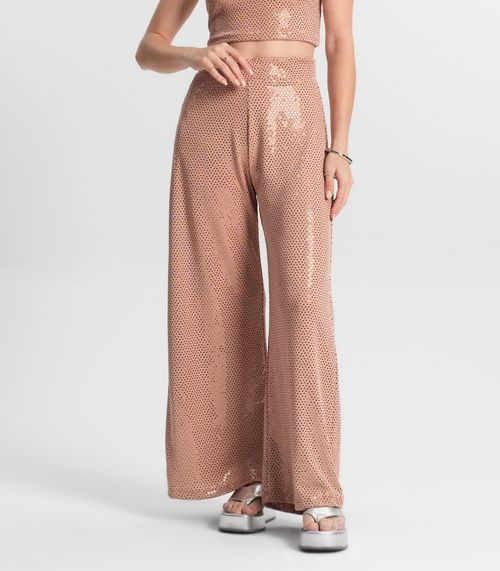 Calça Juvenil Wide Leg Em Lantejoulas Minty Unica