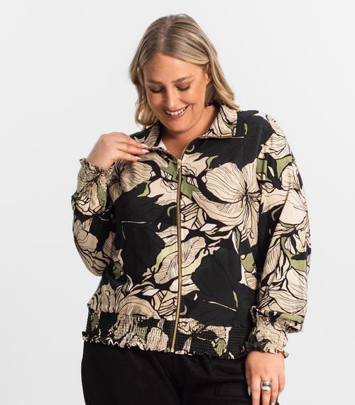 Jaqueta Plus Size Feminina Estampada Secret Glam Verde